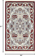 Unique Loom Narenj Collection Classic Traditional Medallion Textured Design Area Rug, 3 x 5 ft, Burgundy/Tan