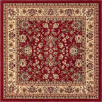 Unique Loom Sialk Hill Collection Area Rug - Washington (5' Square Burgundy/Cream)