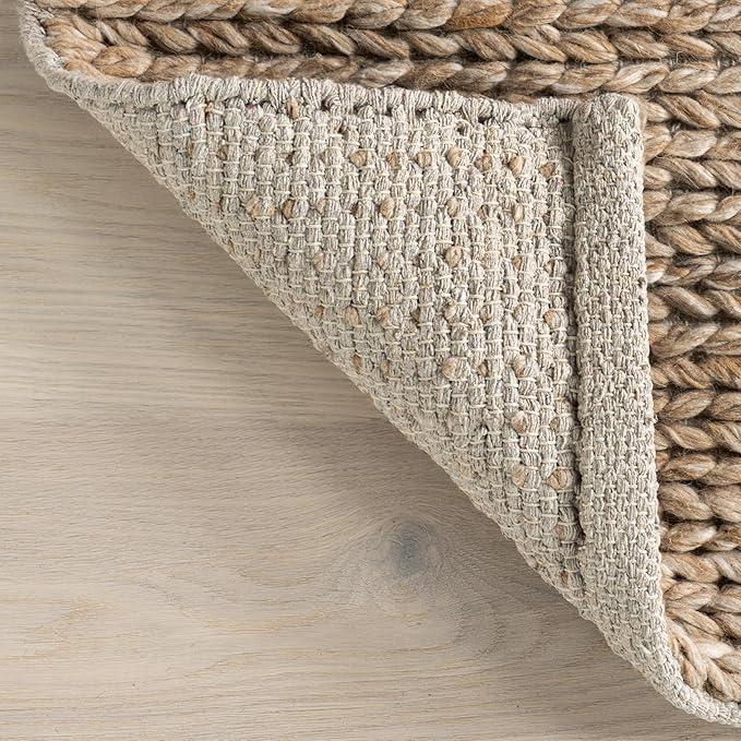 Nuloom Penelope Tan, 9'6" x 13'6", Hand-Braided, Wool & Cotton, Soft and Textured, High Traffic, Stain Resistant, Easy Clean, Durable Area Rug for Bedroom, Living Room, Dining, Foyer, Entryway