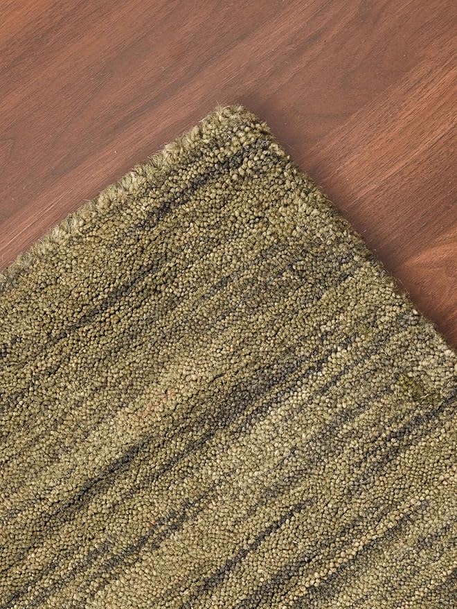 Rugsotic Carpets Hand Knotted Loom Wool 8'x10' Area Rug Solid Green L00111