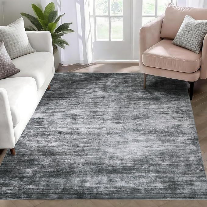 WILLSUN Washable Area Rugs, 3x5 Non-Slip Boho Large Area Rugs for Living Room, Bedroom, Machine Washable Vintage Rug, Indoor Floral Print Carpet for Home Decor, Kid & Pet Friendly Mat