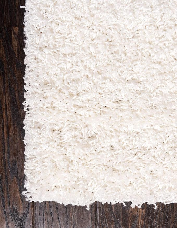 Unique Loom Solid Shag Collection Area Rug (8' Square, Snow White)