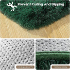Dark Green Area Rugs 9x12 Living Room Bedroom, Fluffy Large Rug Soft Shag Non-Slip Carpet for Kids Boys and Girls Room Dorm Home Decor (9ft x 12ft)