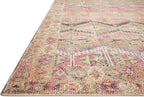 Loloi Layla Collection LAY-17 Pink/Lagoon 7'-6" x 9'-6" .13" Thick Area Rug, Soft, Durable, Vintage Inspired, Distressed, Low Pile, Non-Shedding, Easy Clean, Printed, Living Room Rug
