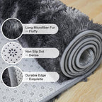 Andency 6x9 Area Rugs, Large Shag Fluffy Soft Shaggy Rugs for Living Room Bedroom, Non-Slip Tie-Dyed Dark Grey Thick Plush Carpet for Kids Girls and Boys, Dorm Nursery Home Decor Aesthetic