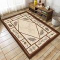 Country Cottage Deer Area Rugs 5x6ft Animal Plant Pine Cone Leaves Branches Patchwork Pattern Featured Indoor Floor Rugs, Vintage Style Non-Slip Non-Shedding Rugs for Farmhouse Office Living Room