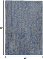 FH Home Flat Woven Outdoor Rug - Waterproof, Easy to Clean, Stain resistant - Premium Polypropylene Yarn - Modern Abstract - Patio, Deck, Porch, Balcony,Laundry Room - Suez - Blue - 3ft 11in x 5ft 6in