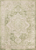 Nourison Home Astra Machine Washable Ivory Green 5'3" x 7' Area Rug - Easy Clean, Non Shedding, Bed Room, Living Room, Dining Room, Kitchen (5' x 7')