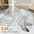 Blue 2x3 Area Rug Washable Abstract Entryway Carpet Modern Neutral Non Slip Door Mat Soft Low Pile Contemporary Aesthetic Small Bedroom Throw Rug for Kitchen Laundry Dining Room