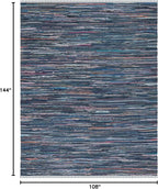 SAFAVIEH Rag Rug Collection Area Rug - 9' x 12', Ink & Multi, Handmade Boho Stripe Cotton, Ideal for High Traffic Areas in Living Room, Bedroom (RAR121C)