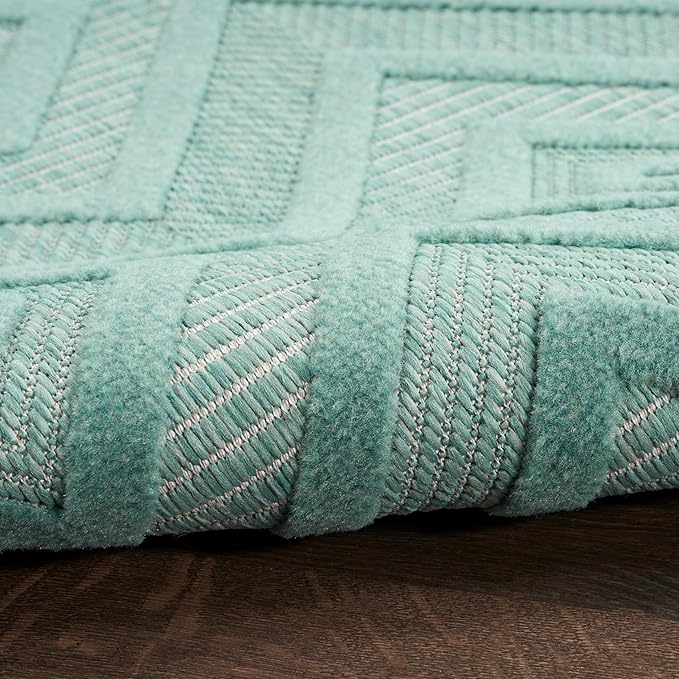 Nourison Home Versatile Aqua Teal 6' x 9' Area Rug - Easy Clean, Non Shedding, Bed Room, Living Room, Dining Room, Kitchen (6' x 9')