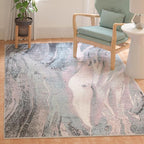 SAFAVIEH Glacier Collection 6'7" x 9' Pink / Blue GLA126U Modern Abstract Non-Shedding Living Room Bedroom Dining Home Office Area Rug