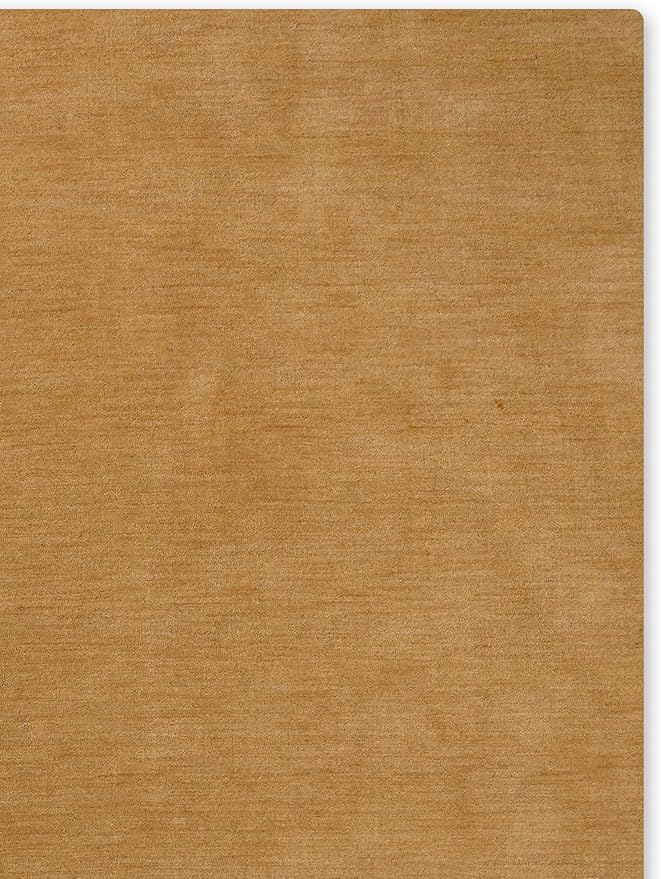 Hand Knotted Loom Wool ECO-Friendly Area Rugs - 8'x8', Square, Gold Color, Solid Plain Design, High Pile Thick Handmade Anti Skid Area Rugs for Living Room, Bed Room (L00111)