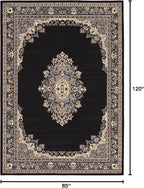 Unique Loom Reza Collection Traditional Persian Style Area Rug, 7 x 10 ft, Black/Beige
