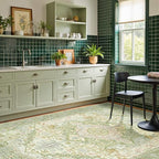 Kokia 9x12 Washable Sage Green Area Rugs with Vintage Orient Design, Soft Rug for Living Room or Bedroom, Non-Slip Low Pile Stain Resistance Features, Distressed Medallion Pattern