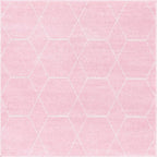 Unique Loom Trellis Frieze Collection Area Rug - Geometric (5' Square, Light Pink/ Ivory)