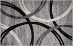 Rugshop Wavy Circles Design Accent Rug, Fade-Resistant Carpet for Entryway or Bathroom, Gray, 2'7" x 4'