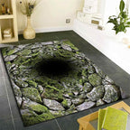 3D Hole Area Carpets, 4x5ft, Optical Illusion Design Pattern Floor Rugs, Realistic Abyss Perspective Effect Non-Shedding Playing Mat, Cozy Thin Breathable Durable Rug for Living Room