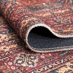 Bloom Rugs Washable Non-Slip 10 ft Runner - Red/Teal Blue/Yellow Traditional Medallion Runner for Entryway, Hallway, Bathroom, and Kitchen - Exact Size: 2.5' x 10'
