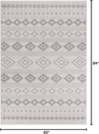 CAMILSON Micro Loop Rug 5x7 Modern Luxury Geometric Moroccan Diamond Area Rugs Soft High and Low Pile Stain Resistant Easy-Cleaning Non-Shedding for Living Room Office Indoor Carpet (5 x 7 White-Gray)