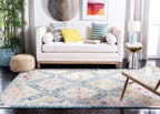 SAFAVIEH Madison Collection Area Rug - 9' x 12', Dark Blue & Yellow, Boho Diamond Distressed Design, Non-Shedding & Easy Care, Ideal for High Traffic Areas in Living Room, Bedroom (MAD418N)