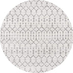 JONATHAN Y Boho Vintage Diamond Cream/Gray Round Area Rug 5 ft, Moroccan Hype for Living Room, Bedroom, Kitchen, Office, Easy-Cleaning, High Traffic, Pet-Friendly, Non-Shedding (MOH101B-5R)