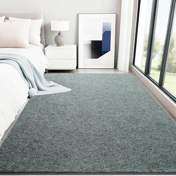 HQAYW 5x7 Area Rugs for Living Room Bedroom, Modern Thickened Memory Foam Soft Rug, Indoor Low Pile Minimalist Washable Non Slip Carpets for Kids Girls Boys Nursery Dorm Home Decor, Grey Green