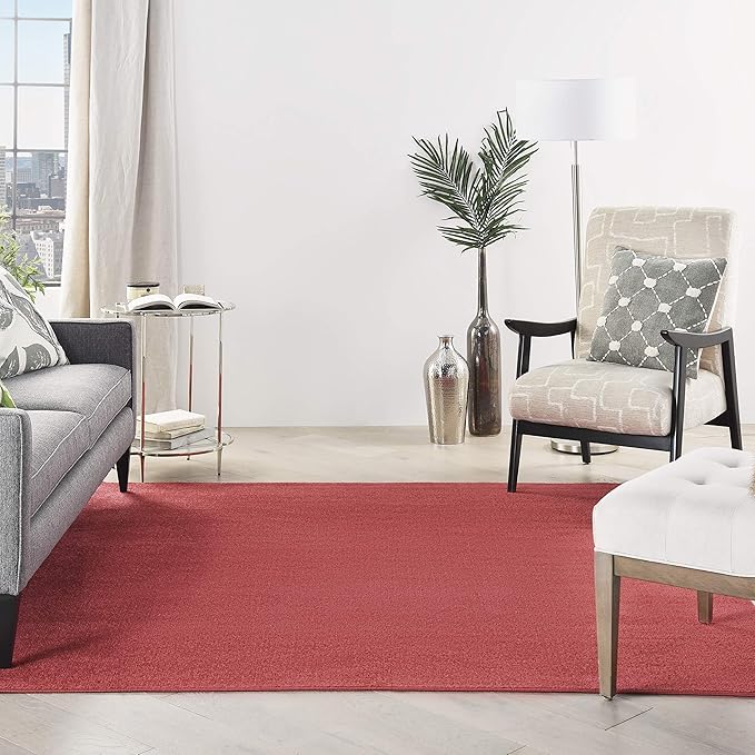 Nourison Home Nourison Essentials Brick Red 5' x Square Area Rug - Easy Clean, Non Shedding, Bed Room, Living Room, Dining Room, Kitchen (5' x Square)
