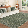 5X7 Area Rugs for Living Room, Soft Rugs Green Washable Rug, Indoor Vintage Rugs for Bedroom Home Office Laundry, Rubber Backed Non Slip Low Pile Carpet, Dark Olive Green