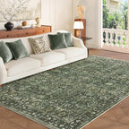 5X7 Area Rugs for Living Room, Soft Rugs Green Washable Rug, Indoor Vintage Rugs for Bedroom Home Office Laundry, Rubber Backed Non Slip Low Pile Carpet, Dark Olive Green