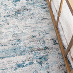 Rugs.com Leipzig Collection Rug – 3x5 Blue Low-Pile Rug Perfect for Entryways, Kitchens, Breakfast Nooks, Accent Pieces