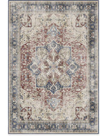 RUGGABLE Washable Vintage Area Rug – Kamran Royal Blue 6x9, Stain-Resistant, Non-Slip – Medium Machine Washable Rugs for Living Room, Bedroom, Hallway, Entryway & Office–with Cushioned Pad