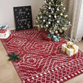 Wonnitar Moroccan Washable 3x5 Rug for Living Room, Non-Slip Chrisrmas Rug for Entryway, Low Pile Soft Farmhouse Area Rug for Bedroom Entry Kitchen Basement (Red,3'x5')