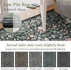 Dark Green Floral 5x7 Area Rugs for Living Room Large Washable Rug Vintage Forest Low Pile Non Slip Stain Resistance Soft Carpet for Dining Room, Bedroom, Office Rug, Kids Room, Nursery Room, Playroom