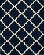 SAFAVIEH Dallas Shag Collection X-Large Area Rug - 11' x 15', Navy & Ivory, Trellis Design, Non-Shedding & Easy Care, 1.5-inch Thick Ideal for High Traffic Areas in Living Room, Bedroom (SGD257N)