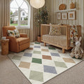3x5 Checkered Area Rugs for Living Room Colorful Machine Washable Large Rug Non-Slip Stain Resistant Low Pile Boho Accent Indoor Throw Carpet for Office Bedroom Dining Room Classroom