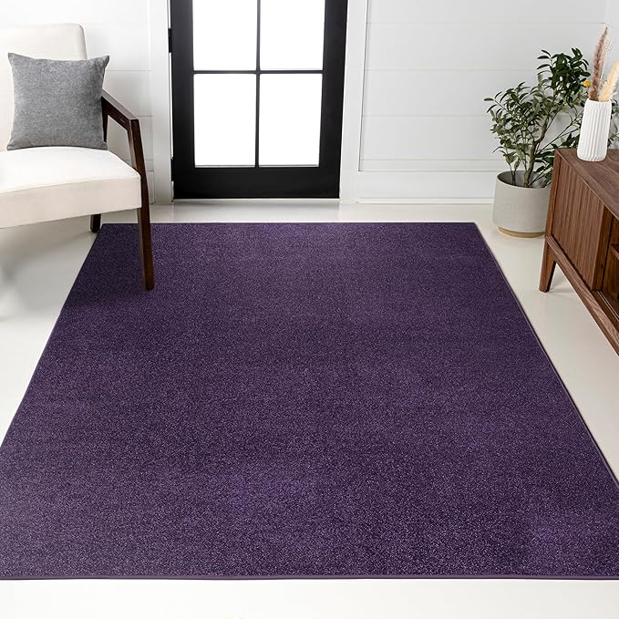 JONATHAN Y Haze Solid Low-Pile Purple Indoor Area Rug 5x8, Coastal,Bohemian,Minimalist,Classic, Easy-Cleaning for Living Room,Bedroom,Kitchen,Pet Friendly,Non-Shedding (SEU100N-5)