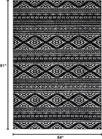 SAFAVIEH Tulum Collection Area Rug - 5'3" x 7'6", Black & Ivory, Moroccan Boho Tribal Design, Non-Shedding & Easy to Clean, Ideal for Living Room, Bedroom, Dining Space (TUL272Z)
