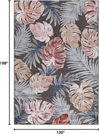 CAMILSON Indoor Outdoor Rug, Brown 10’x14’ Leaf Tropical Botanical Area Rugs for Indoor and Outdoor patios, Easy-Cleaning Non-Shedding Living Room, Garden and Kitchen Washable Outside Carpet (10x14)