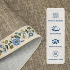 GarveeHome Entryway Rug 2x6 Modern Bordered Runner Rug Washable Kitchen Runners for Hallway Non-Slip Low-Pile Soft Carpet Floral Print Bathroom Mat for Bedroom Laundry Room, Dark Camel