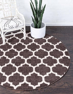 Rugs.com Lattice Collection Rug – 8 Ft Round Chocolate Brown Medium Rug Perfect for Kitchens, Dining Rooms