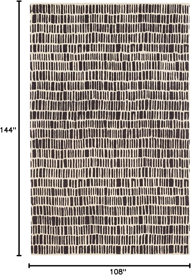 Dash and Albert Roark Wool Area Rug - 8.5 X 11.5 Charcoal Geometric Hand Tufted Accent Rug - Durable, High Traffic Areas Hallway, Living Room, Stairs - Premium Luxury Hotel Quality Soft Breathable