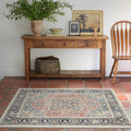 RUGGABLE Washable Vintage Area Rug – Kamran Cayenne Red 4x6, Stain-Resistant, Non-Slip – Medium Machine Washable Rugs for Living Room, Bedroom, Hallway, Entryway & Office–with Standard Pad