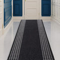 Custom Made Runner Rug for Kitchen Foyer Hallway Entry Choose Your Length 26 Inch Wide Geometric Checkered Design Black Color (18 feet x 26 inch)