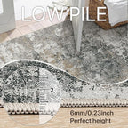 GENIMO Washable 8x10 Area Rugs for Living Room, Non Slip Modern Abstract Rug, Machine Washable Stain Resistant Low Pile Soft Carpet for Bedroom, Dining, Office, Black Grey