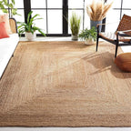 KEMA Jute Braided Area Rug, 8x10 Feet (96x120 Inches) - Rustic Vintage Braided Reversible Rectangular Rug, Shag Rugs for Bedroom, Jute Kitchen, Living Room, Floor