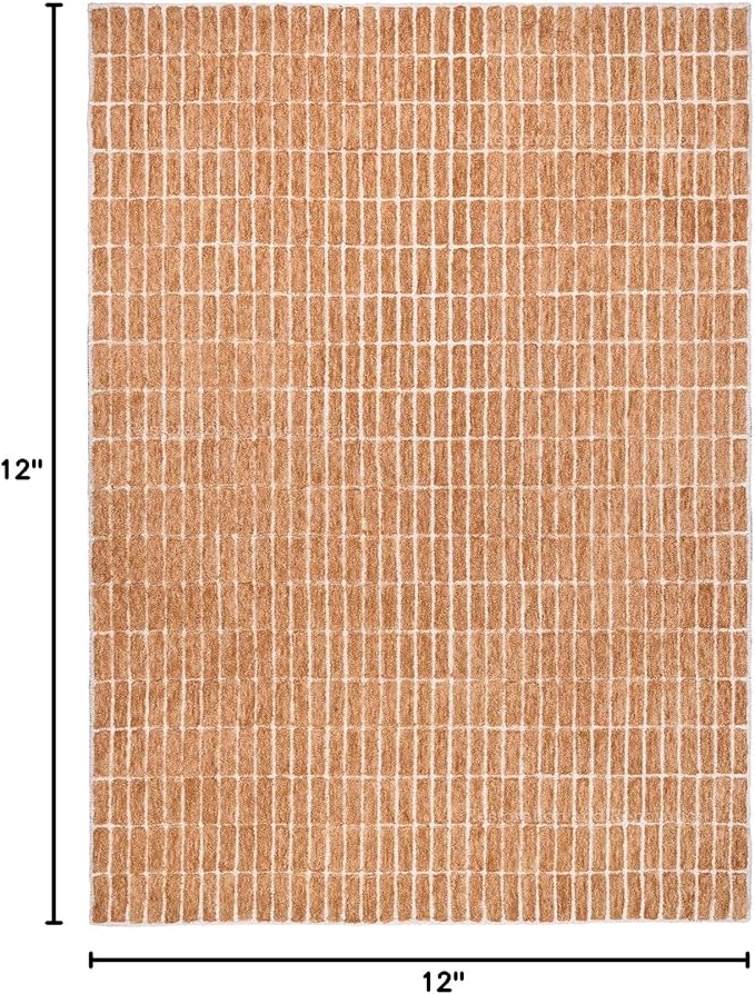 Hand-Tufted 100% Wool Area Rug – Unique Modern Geometric Grid Pattern, Soft Plush Textured Carpet for Living Room, Bedroom, Dining Room & Entryway (Gold, 6' Round)