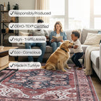 Fame Rugs Turkish Rug. Washable Vintage Oriental Antique Inspired Traditional Doormat Small Modern Area Rugs Luxury Entryway Entry Bedroom Bathroom Kitchen (404RR, 2' x 3')
