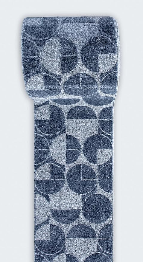 Well Woven Custom Size Hallway & Stair Runner- Harlow Harmony Blue 27 Inches Wide x 6 Feet Long Runner (27" x 6') Runner Rug - Modern Geometric Pattern, Ultra-Soft, Easy-Clean
