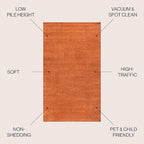 JONATHAN Y Haze Solid Low-Pile Orange 8' Round Indoor Area Rug, Coastal,Bohemian,Minimalist,Classic, Easy-Cleaning for Living Room,Bedroom,Kitchen,Pet Friendly,Non-Shedding (SEU100M-8R)